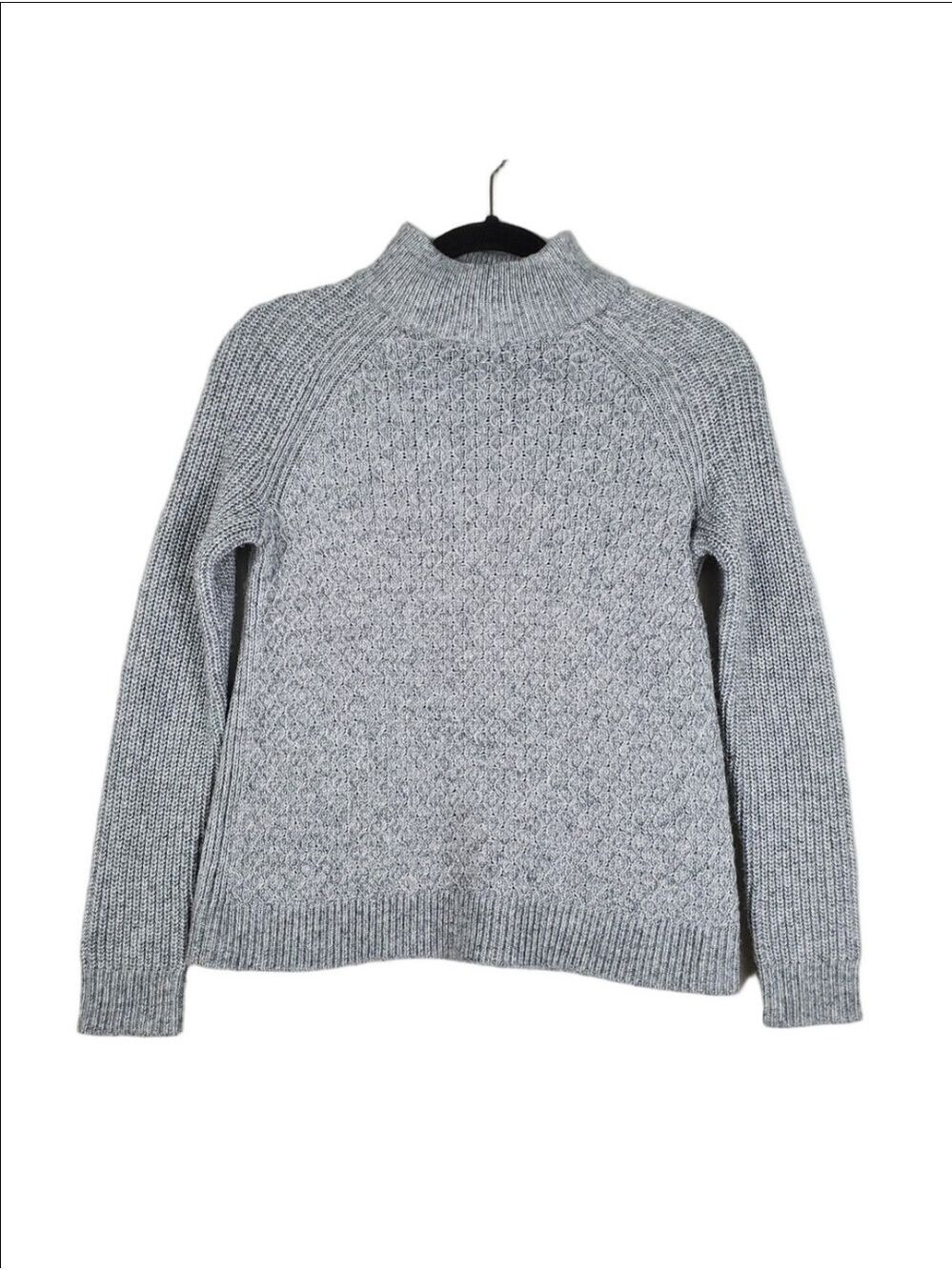 Talbots Petite Small Women's Light Gray Mock Neck Sweater Wool Blend